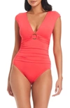 BLEU BY ROD BEATTIE RING ME UP CAP SLEEVE ONE-PIECE SWIMSUIT