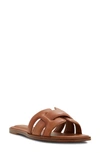 Aldo Elenaa Padded Flat Sandals In Tan Leather-brown In Medium Brown