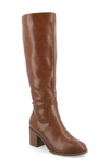 Journee Collection Wide Width Extra Wide Calf Womens Romilly Tru Comfort Foam Stacked Block Heel Round Toe Boots In Brown
