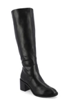Journee Collection Wide Width Extra Wide Calf Womens Romilly Tru Comfort Foam Stacked Block Heel Round Toe Boots In Black