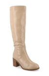 Journee Collection Wide Width Extra Wide Calf Womens Romilly Tru Comfort Foam Stacked Block Heel Round Toe Boots In Tan