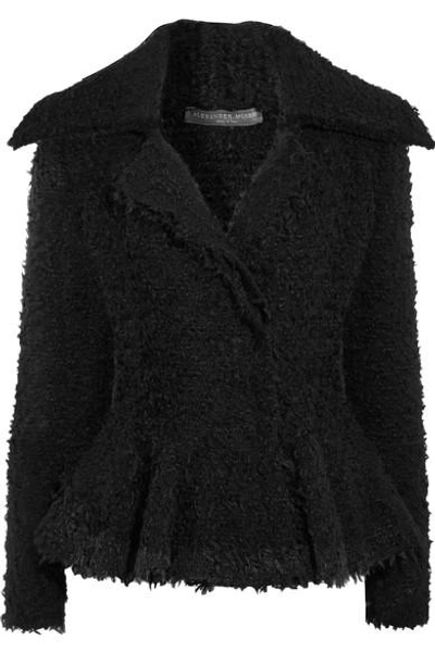 Alexander Mcqueen Textured Boucle Peplum Jacket, Black
