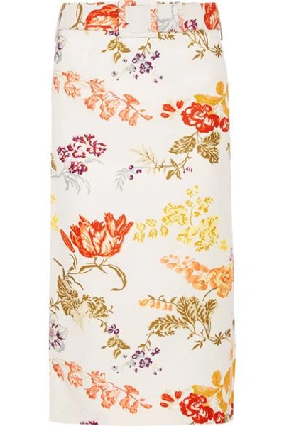 Rosie Assoulin Belted Floral-print Cotton-blend Faille Skirt