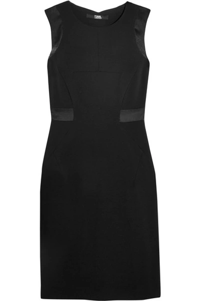 Karl Lagerfeld Satin-trimmed Crepe Mini Dress In Black