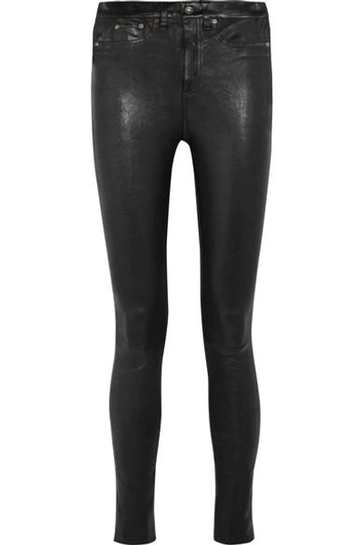 Rag & Bone Leather High-rise Skinny Pants In Black