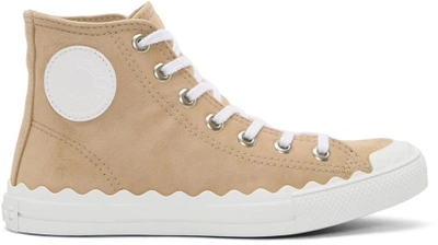 Chloé Leather-trimmed Suede High-top Sneakers In Reef Shell