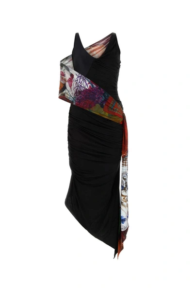 Marine Serre Asymmetric Draped Scarf In Bk99