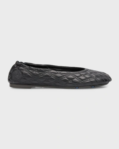 Burberry Sadler Quilted Lambskin Ballerina Flats In Black