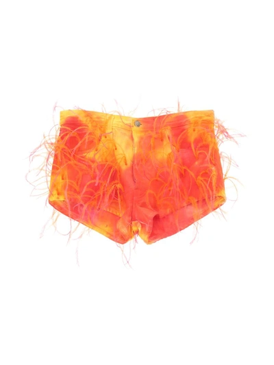 Alanui Sunset Denim Shorts In Orange