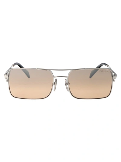Prada Rectangle Frame Sunglasses Sunglasses In 1bc8j1 Silver