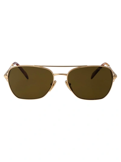 Prada Eyewear Pilot Frame Sunglasses In 5ak01t Gold
