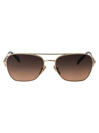 Prada Eyewear Pilot Frame Sunglasses In Gold