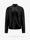 Gucci Jacket Lambskin Bomber Jacket With Virgin Wool Finishes And Web Detail In Black