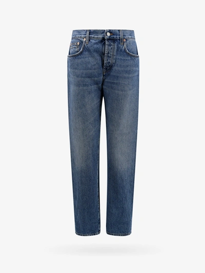 Gucci Cotton Jeans With Back Logo Patch In Blue