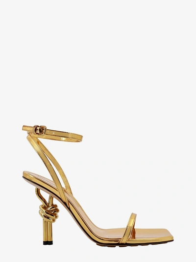 Bottega Veneta Knot Metallic-leather Sandals In Gold