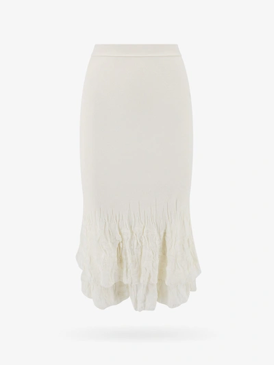 Bottega Veneta Ribbed Pleated Cotton-blend Midi Skirt In White