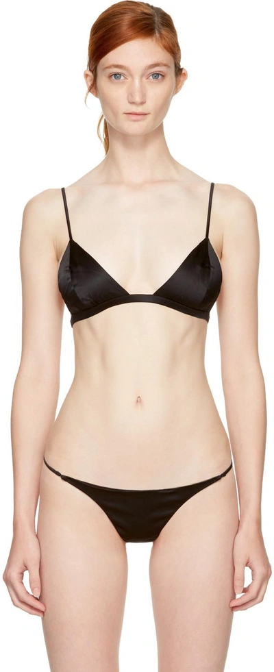 Fleur Du Mal Black Luxe Silk Triangle Bra