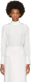Chloé High-neck Silk-crepon Ruffled Blouse In Yellow