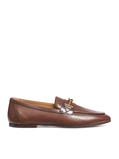 Tod's Leather Loafers In Brown