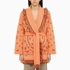 Alanui Bandana-jacquard Cashmere Cardigan In Orange