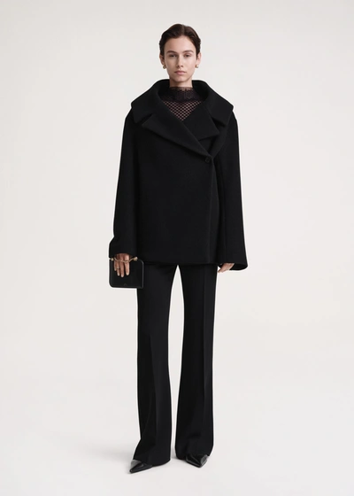 Totême Wool Blend Felt Wrap Jacket In Black