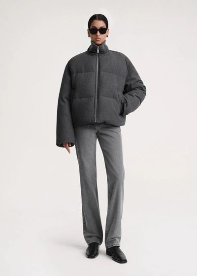 Totême Flannel Puffer Jacket Grey Mélange In Grey Melange