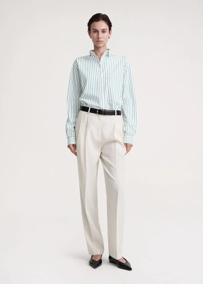 Totême Toteme Signature Stripe Organic Cotton Button-up Shirt In White,green