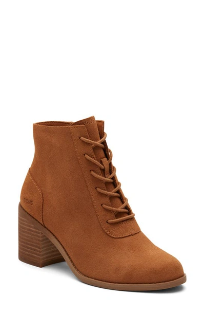 Toms Women's Evelyn Block Heel Lace-up Booties In Tan