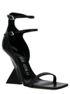 ATTICO 'GRACE' BLACK SANDALS WITH DOUBLE ANKLE STRAP AND PYRAMID WEDGE IN LEATHER WOMAN