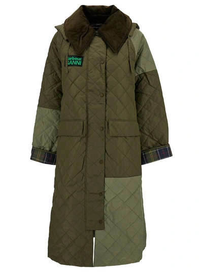 Barbour Ganni Quilted Burghley In Green