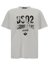 DSQUARED2 WHITE CREWNECK T-SHIRT WITH CONTRASTING LOGO PRINT IN COTTON MAN