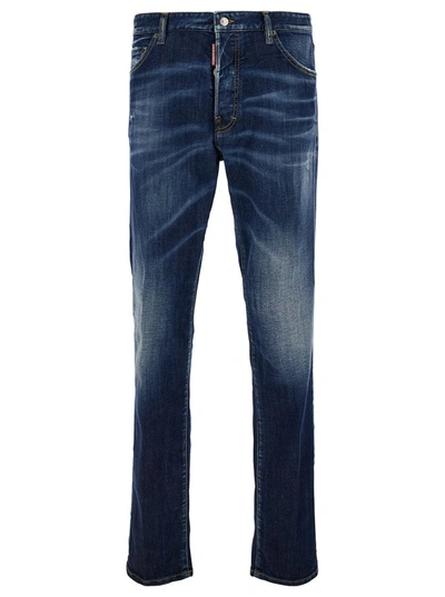 DSQUARED2 'COOL GUY' BLUE JEANS WITH LOGO PATCH IN STRETCH COTTON DENIM MAN