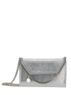 Stella Mccartney Silver-colored Cross-body Bag With Logo Charm In Faux Leather Woman In Grey