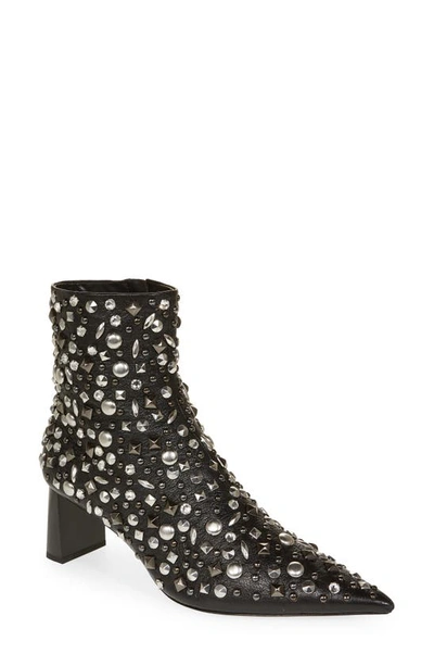 Rag & Bone Viva Treasure Studded Leather Ankle Boots In Black Suede