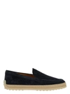 TOD'S BLACK SLIP-ON LOAFERS WITH RAFIA DETAIL IN SUEDE WOMAN