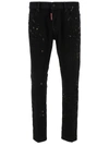 DSQUARED2 'SKATER' BLACK FIVE-POCKET JEANS WITH PAINT STAINS IN STRETCH COTTON DENIM MAN