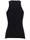 ATTICO BLACK RIBBED TANK TOP WITH LOGO EMBROIDERY AND PASSEMENTERIE IN JERSEY WOMAN