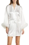IN BLOOM BY JONQUIL FEATHER TRIM SATIN ROBE