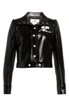 Courrèges Logo-print Faux-leather Cropped Jacket In Black