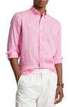 Polo Ralph Lauren Custom Fit Stretch Poplin Shirt Man Shirt Pink Size Xxl Cotton, Elastane
