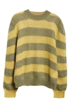 MARNI MIXED STRIPE MOHAIR & WOOL BLEND CREWNECK SWEATER