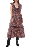 LOST + WANDER BOTANIQUE FLORAL RUFFLE TIERED DRESS