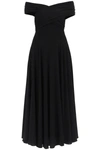 Khaite Bruna Off-the-shoulder Gathered Stretch-jersey Maxi Dress In Black