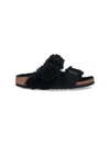 Birkenstock Arizona Split Teddy Slides In Black