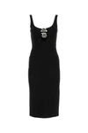 Blumarine Black Viscose Stretch Midi Dress In Black