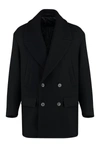 Giorgio Armani Lapel Collar Double-breasted Peacoat In Black