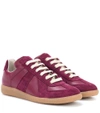 Maison Margiela Replica Leather And Suede Sneakers In Red