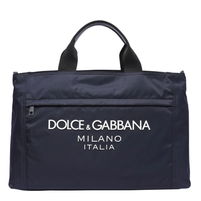 Dolce & Gabbana Nylon Logo Shopping In Blue