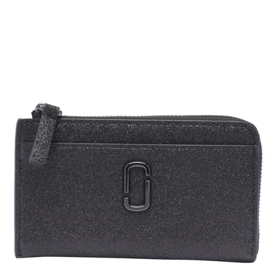 Marc Jacobs The Galactic Glitter J Marc Zipped Wallet In Black