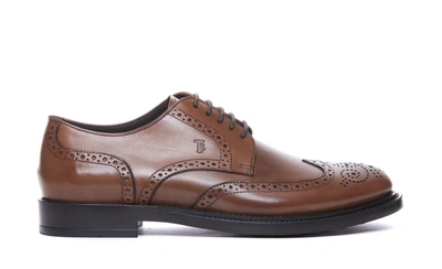 Tod's Leather Laced Up Shoes In Brown